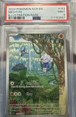 2024 Pokemon Stellar Crown - MEDITITE Illustration Rare #153 - PSA 9 - Image 1