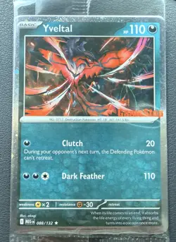 Sealed Yveltal 088/132 Reverse Holo Mega Evolution Pokemon GAMESTOP PROMO - Image 1