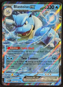 Blastoise EX 2023 S&V 151 Double Rare Holo Pokemon Card 009/165 (NM) - Image 1