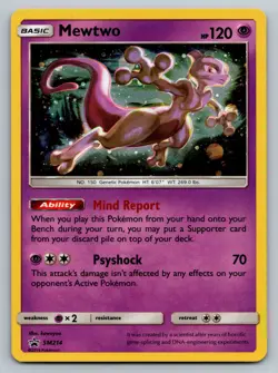 Mewtwo SM214 Sun & Moon Black Star Promo Cosmos Holo Pokemon Card LP - Image 1