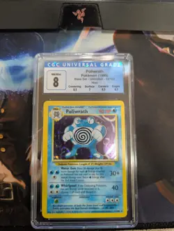 Pokemon 1999 Base Set Unlimited Poliwrath #13/102 CGC 8 NM/Mint - Image 1