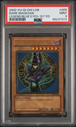 Yugioh PSA 9 MINT WAVY Dark Magician LOB-005 1st Edition - Image 1