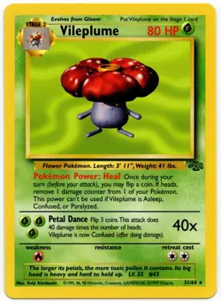 Vileplume 31/64 - Vintage Non Holo Rare Jungle Set Pokemon Card WOTC 1999 - LP+ - Image 1