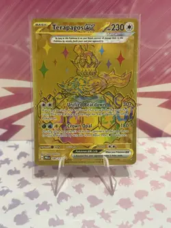 Pokemon TCG Terapagos EX Prismatic Evolutions Gold Hyper Rare Card 180/131 - Image 1
