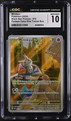 CGC 10 - Mimikyu Black Star Promo 075 Paldean Fates ETB Pokemon - MUST HAVE! - Image 1