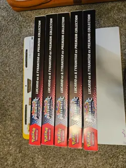 5 x Lucario And Tyranitar Ex Pokemon TCG Prismatic EX Premium Collection Box Set - Image 3