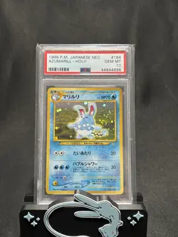 SWIRL! PSA 10 Gem Mint Azumarill Japanese Neo #184 Pokemon Card - Image 1