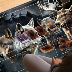 MTG Playmat with Zones - Wolf Bear Eagle Design, 24x14, Non-Slip Base - Image 5