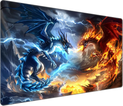 Dragons Duel MTG Playmat 24x14" Non-Slip Rubber Base for TCG Games - Image 1