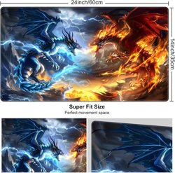 Dragons Duel MTG Playmat 24x14" Non-Slip Rubber Base for TCG Games - Image 2