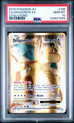 Pokemon XY Evolutions 2016 Dragonite EX PSA 10 Full Art FA Gem Mint #106/108 - Image 1