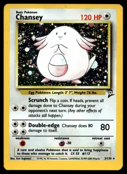 Chansey 3/130 Pokemon Card Base Set 2 Rare 120 HP Lightly Played QN - Image 1