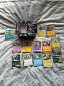 Over 200 Pokemon Cards - Many Holo / Reverse Holo Rare In Tin - Mixed Lot - GC - Image 1
