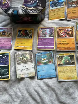 Over 200 Pokemon Cards - Many Holo / Reverse Holo Rare In Tin - Mixed Lot - GC - Image 5