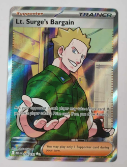 Lt Surge's Bargain 170/132 Mega Evolution Full Art Trainer Pokemon Card NM - Image 1