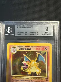 Pokemon Base Set 2 Charizard Holo Card 4/130 Beckett 9 Mint 1999 Rare Card WOTC - Image 2
