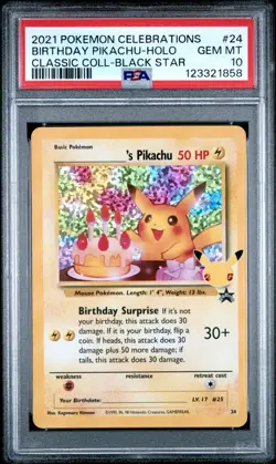 PSA 10 BIRTHDAY PIKACHU 24 CELEBRATIONS CLASSIC COLLECTION POKEMON 🎂 - Image 1