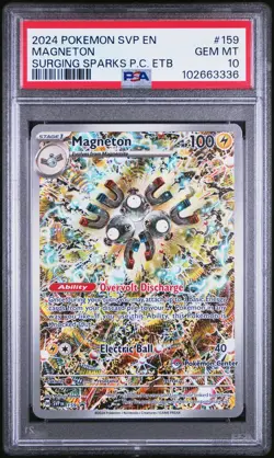 2024 POKEMON SURGING SPARKS POKEMON CENTER ETB PROMO SVP #159 MAGNETON PSA 10 - Image 1