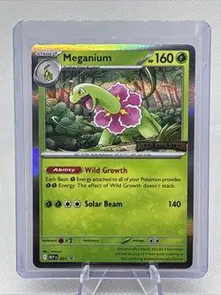 Pokemon Meganium 001 Black Star Promo Mega Evolutions Prerelease Stamp 2025 LP+ - Image 1