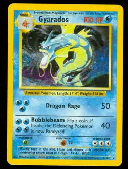 Pokemon GYARADOS 6/102 Base Set - RARE HOLO - HEAVY PLAY - Image 1