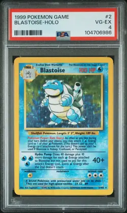 1999 POKEMON GAME #2 BLASTOISE-HOLO PSA VG-EX 4 - Image 1
