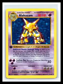 💥 1st Edition Alakazam Shadowless 10/132 Base Set 1999 Holo Rare WOTC Pokemon - Image 1