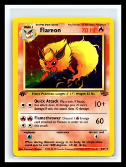 💥 1st Edition Flareon 3/64 Jungle Set 1999 Holo Rare WOTC Pokemon - Image 1