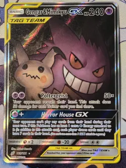 Pokemon TCG Gengar & Mimikyu GX Alternate Full Art Card 165/181 Sm-Team Up Holo - Image 1