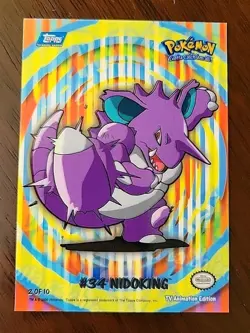 NM! Topps POKEMON 2000 TV Animation Stick-on Card #34 Nidoking 2 of 10 - Image 1