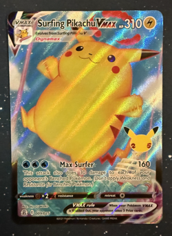 Pokemon TCG Surfing Pikachu VMAX 9/25 Celebrations Ultra Rare Full Art Holo Card - Image 1