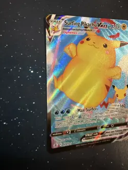 Pokemon TCG Surfing Pikachu VMAX 9/25 Celebrations Ultra Rare Full Art Holo Card - Image 2