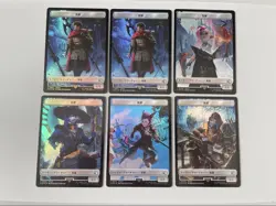 MTG Hero Token Foil Double-sided Treasure Bird Horror 6 Sheets Used - Image 1