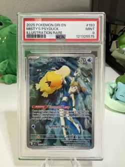 Misty's Psyduck 193/182 Illustration Rare Pokemon Destined Rivals PSA 9 English - Image 3