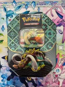 Pokemon TCG Scarlet & Violet Paldean Fates Great Tusk EX Tin Factory Sealed NEW - Image 1