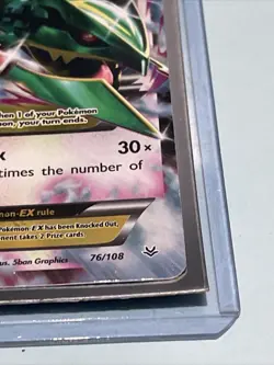 2015 Pokemon XY Roaring Skies M Rayquaza EX Holo Rare #76/108 - Damaged - Image 4
