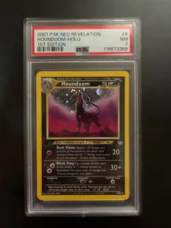 Pokemon Houndoom Neo Revelation 1st Edition Holo Rare #8 PSA 7 - Image 1