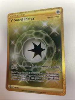V Guard Energy 215/195 Gold Secret Rare Silver Tempest Pokemon TCG NM Free Ship - Image 1
