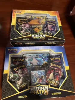Pokemon Hidden Fates Collection Box Set Charizard, Gyarados, Riachu GX Lot Of 4 - Image 2