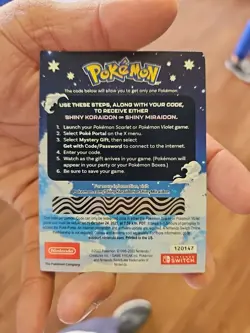 Shiny Miraidon Koraidon Code GameStop Pokemon Promo NM Not Scratched - Image 2