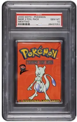 2000 Vintage WOTC Pokemon Base Set 2 Foil Booster pack MewTwo PSA GEM MT 10 - Image 1
