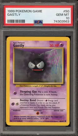 Pokemon Gastly Base Set Unlimited #50 PSA 10 Gem Mint - Image 1