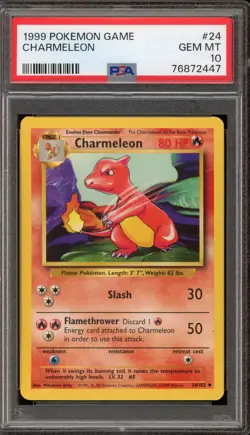 Pokemon Charmeleon Base Set Unlimited #24 PSA 10 Gem Mint - Image 1
