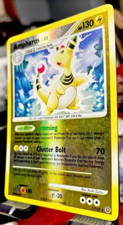 🔥 Ampharos 1/132 DP Secret Wonders Reverse Holo Pokemon Card LP/MP - Image 3