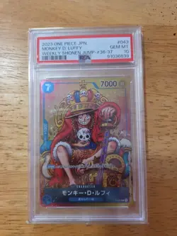 PSA10 One Piece Card Game Japanese Monkey D. Luffy Weekly Shonen Jump P-043 P - Image 1