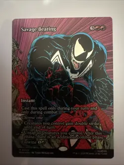 Savage Beating (Borderless Foil) 0026 - Marvel's Spider-Man MTG NM/M Ships Now - Image 1
