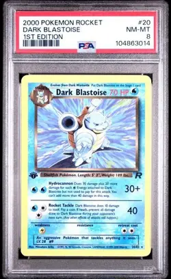 2000 Pokemon TCG Rocket Dark Blastoise 1st Edition PSA 8 #20/82 (3014) - Image 1