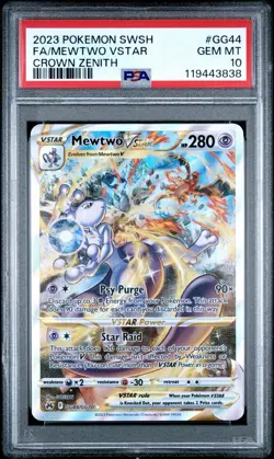 2023 POKEMON SWORD & SHIELD CROWN ZENITH #GG44 FULL ART MEWTWO VSTAR PSA 10 - Image 1