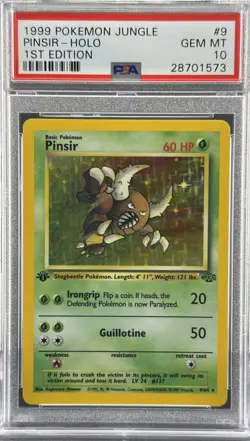 PSA 10 GEM MINT 💎 1999 POKEMON JUNGLE 1ST EDITION HOLO-PINSIR #9 (LOW POP) - Image 1