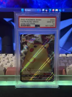 2020 Pokemon SWSH Vivid Voltage Pikachu VM Ultra Rare #044/185 PSA 10 - Image 1