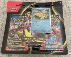 Pokemon TCG Mega Evolution Three Booster Blister Pack Psyduck Promo New Sealed - Image 1